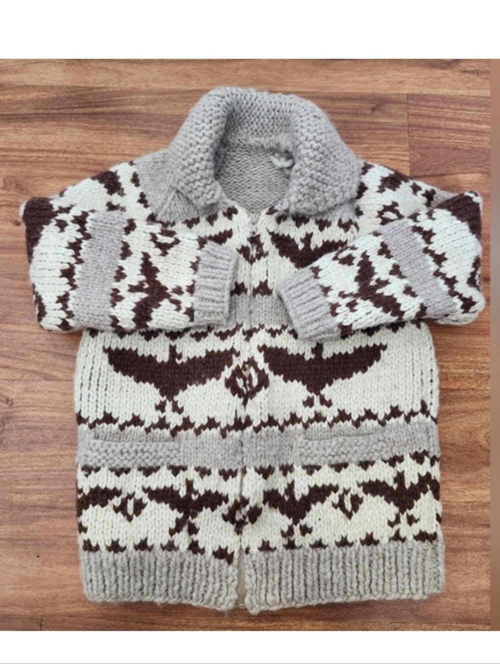 Cowichan Sweater Cardigan Jacket Chunky Knit Wool Womens S Eagle Canada